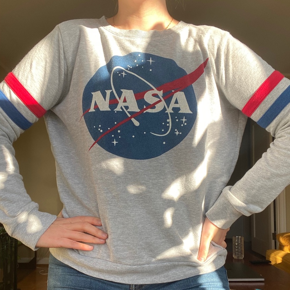 NASA Sweater with Striped Sleeves - Size S